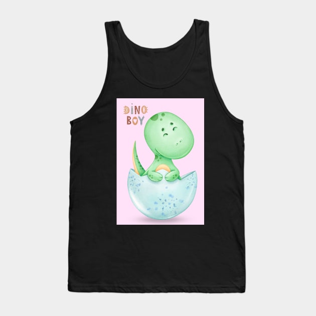 Cute Dino Boy Tank Top by DaffodilArts